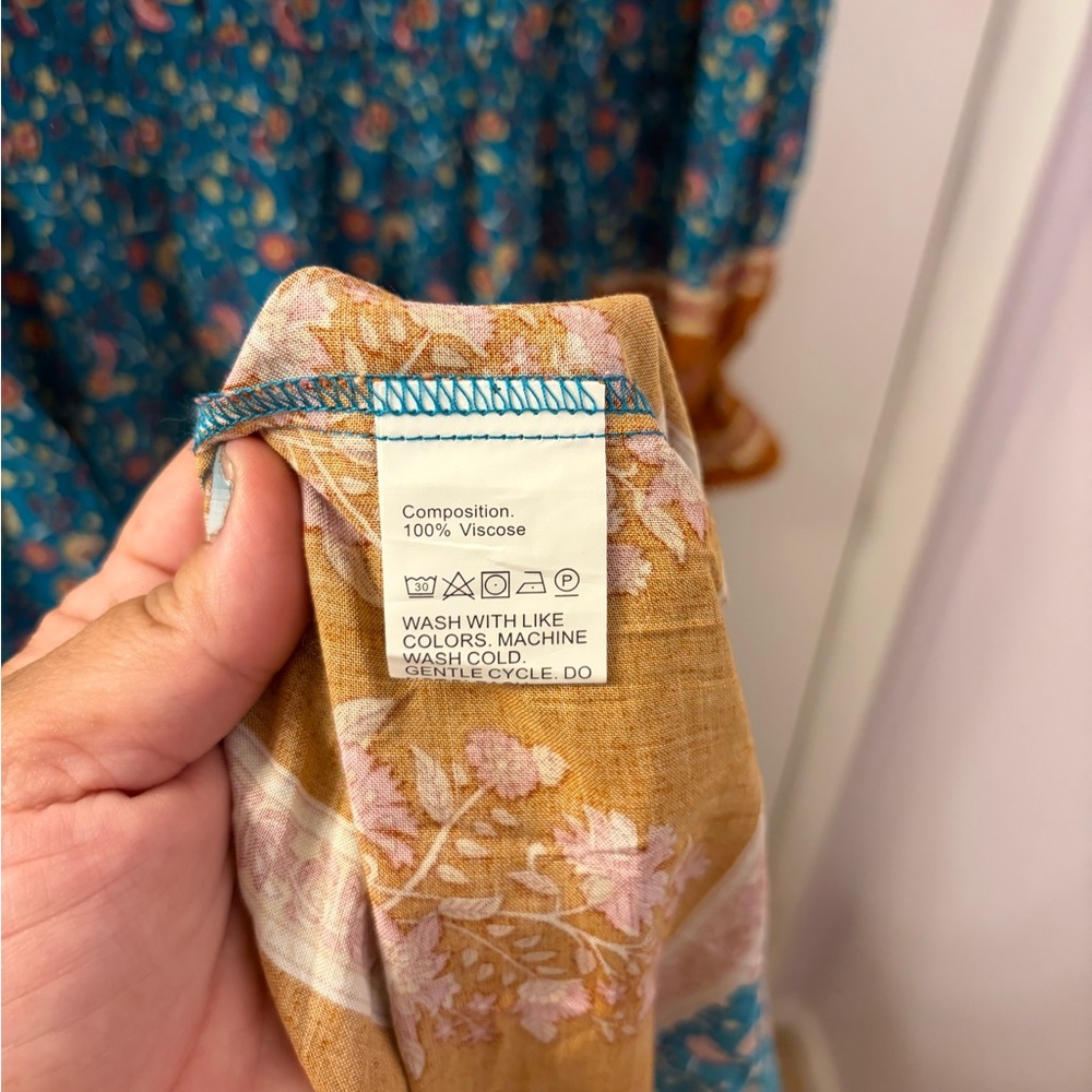 Boho Teal and Rust Floral Maxi Dress - Women-See Images! Slightly different. - Picture 7 of 7